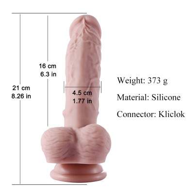 10" (26cm) Large Lifelike Silicone Dildo with 7.5" (19cm) Insertable Length for Kliclok System