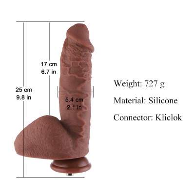 10" (26cm) Large Lifelike Silicone Dildo with 7.5" (19cm) Insertable Length for Kliclok System